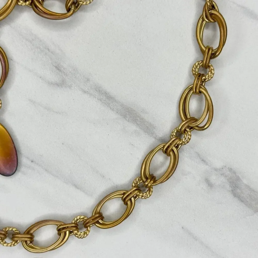 Vintage Gold Oval Link Chain Belt Drop Charm OS ✨